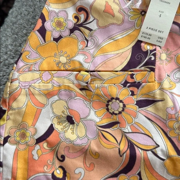 Floral Print Women's Set in Orange and Purple - Picture 5 of 6